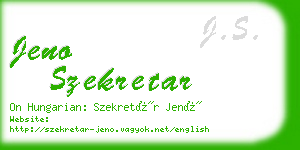 jeno szekretar business card